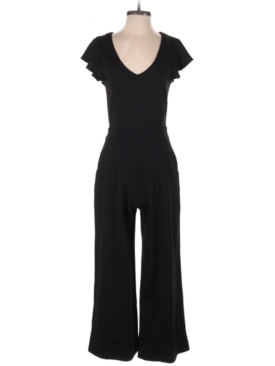 Evereve Pants - Evereve Black Midi Jumpsuit Dress with Ruffle Sleeves